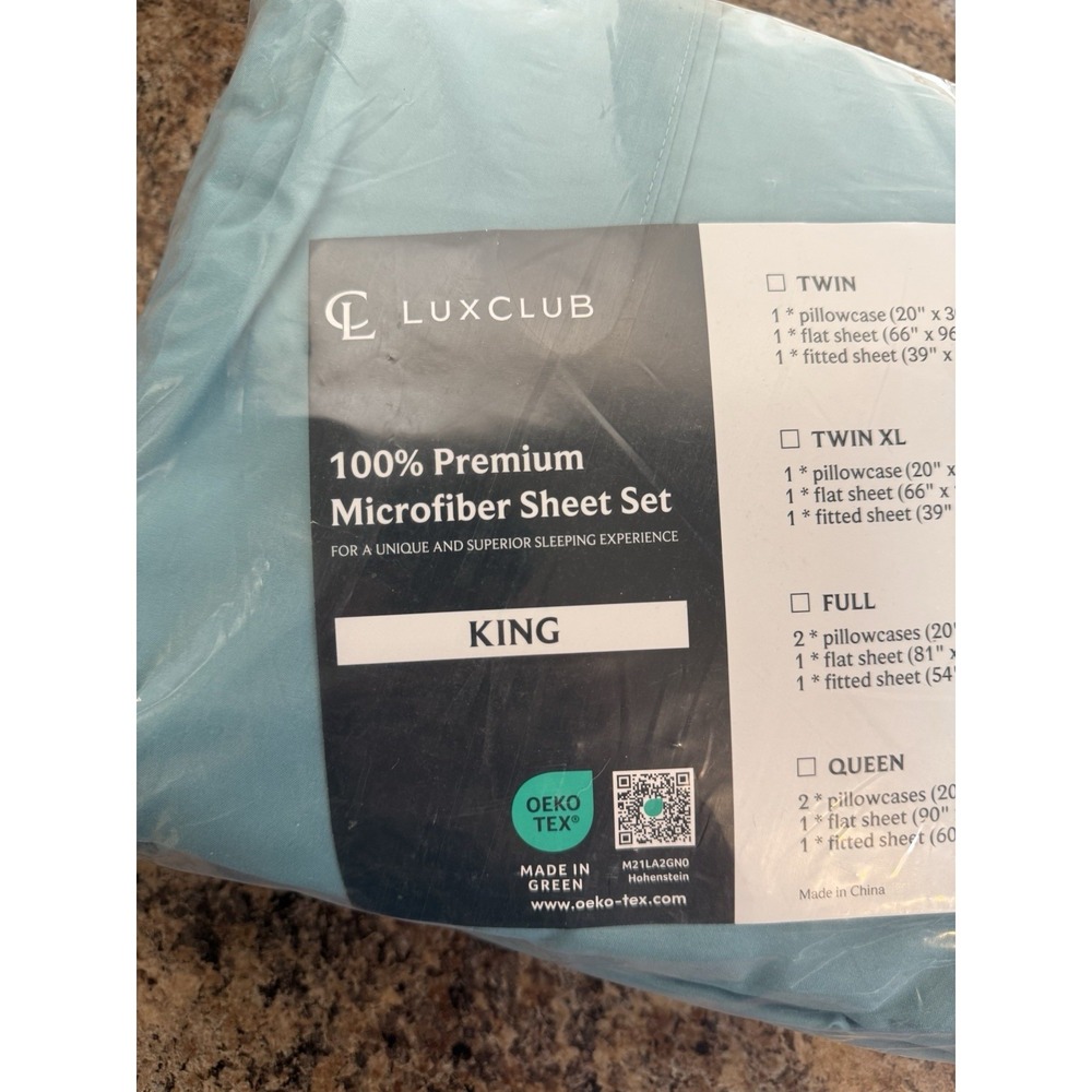 LuxClub TEAL 4 Piece Luxury Sheet Set Ultra Soft Cooling Deep Pocket King Size - Picture 3 of 4